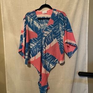 Adrienne Pink and Blue Patterned Top Size S